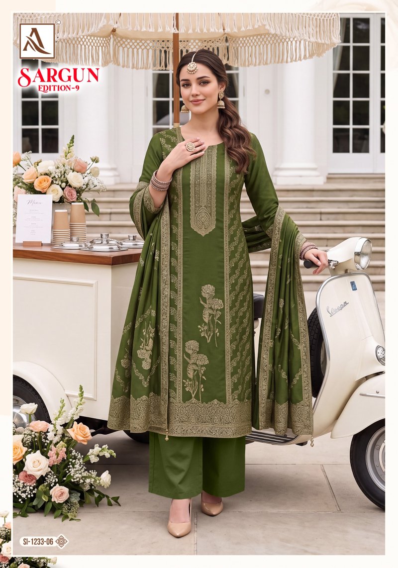 Sargun Edition 9 By Alok Viscose Maslin Jacquard Dress Material 
